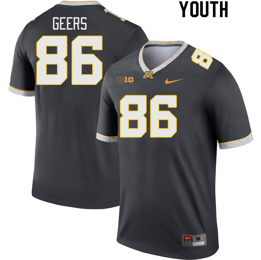 Youth #86 Jameson Geers Minnesota Golden Gophers College Football Jerseys Stitched-Charcoal - Click Image to Close